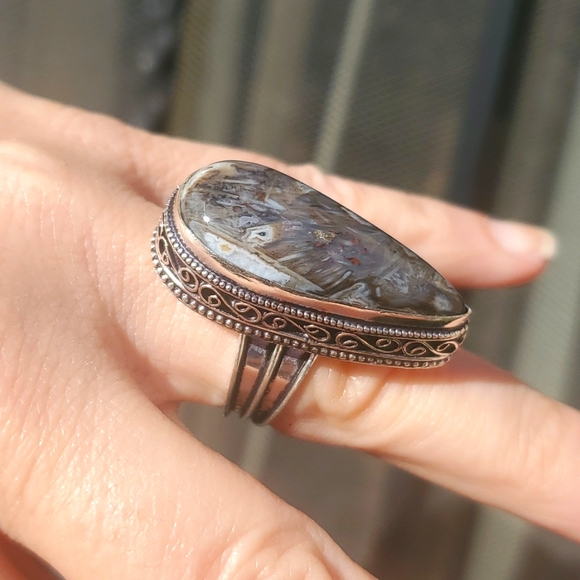 New Stick Agate 925 Silver Statement Ring. - Picture 11 of 16